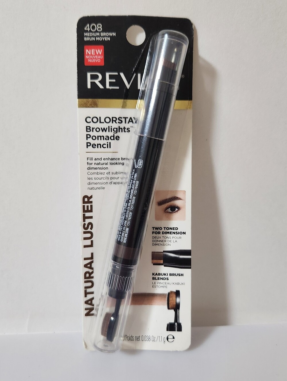#408 Medium Brown Revlon ColorStay Browlights Pomade Pencil